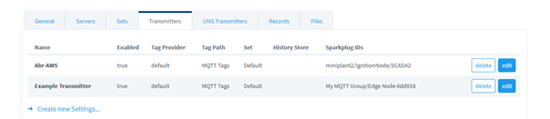 MQTT transmitter configuration