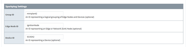 MQTT Sparkplug namespace configuration