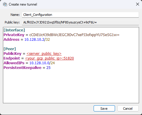 Client configuration