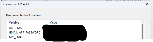 Environment variables