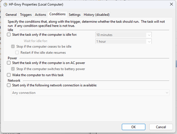 3. Conditions tab