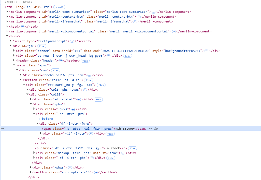 Page HTML