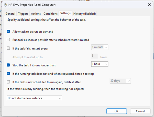 5. Settings tab
