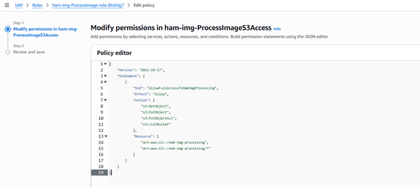 Lambda 2 inline S3 policy