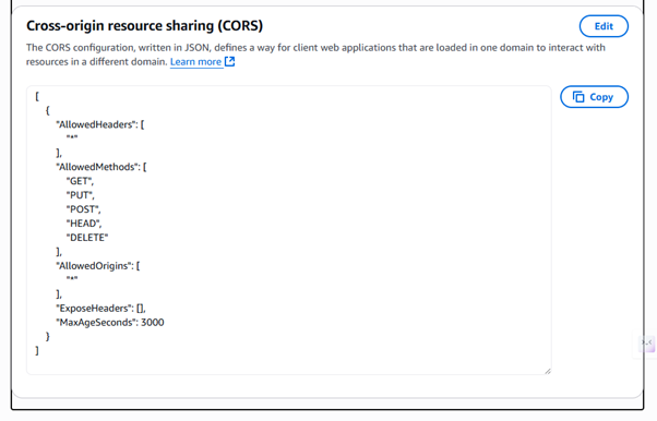 S3 Bucket CORS configuration