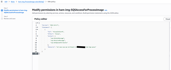Lambda 2 SQS inline policy